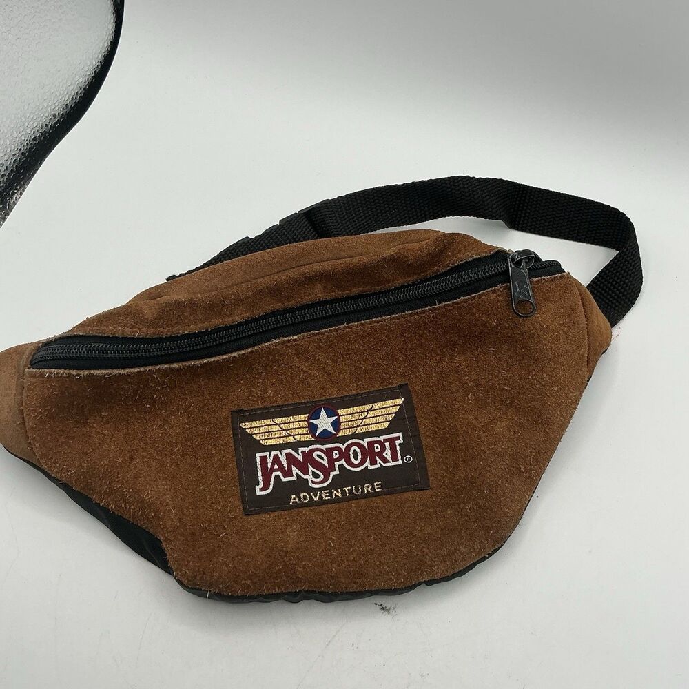 Vintage Jansport Adventure Suede Leather Fanny Pack Brown Waist Bag USA Style